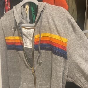 Aviator Nation 5 Stripe Hoodie // Heather Grey